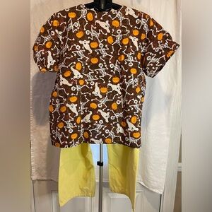 Halloween Print Tafford Women’s Scrubs Top & Urbane Scrubs Pant, Medium, Pre-Own